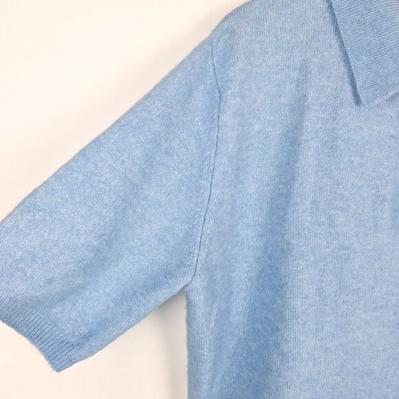 H&M Wool Blend Henley Sweater Size L. Sky Blue Oversized Rhinestone Button - Picture 6 of 15